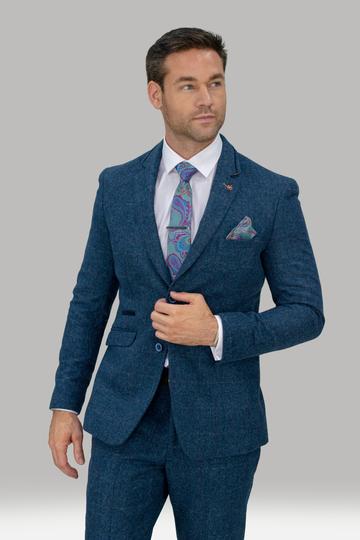 Cavani Carnegi Navy Tweed Check Three Piece Suit - Larry Adams Meanswear