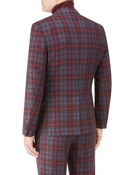 Garfield Suit Tailored Red Check Jacket - Larry Adams Meanswear