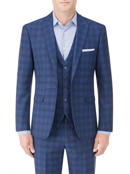 Felix Suit Slim Fit Blue Check Jacket - Larry Adams Meanswear