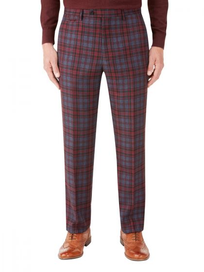 Garfield Suit Slim Fit Trouser Red Check - Larry Adams Meanswear