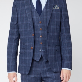 Slim Fit Navy Tweed with Blue Overcheck Suit