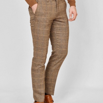 Marc Darcy Ted Tan tweed check trousers