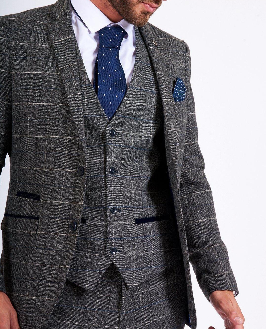 Marc Darcy Scott Grey Tweed Check Jacket