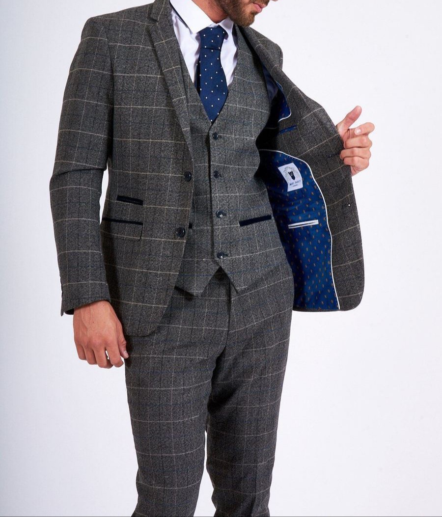 Marc Darcy Scott Grey Tweed Check Jacket - Image 3