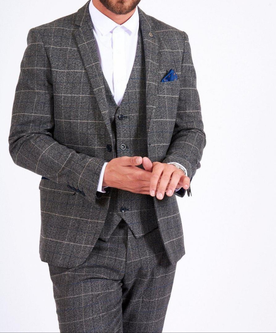Marc Darcy Scott Grey Tweed Check Jacket - Image 2