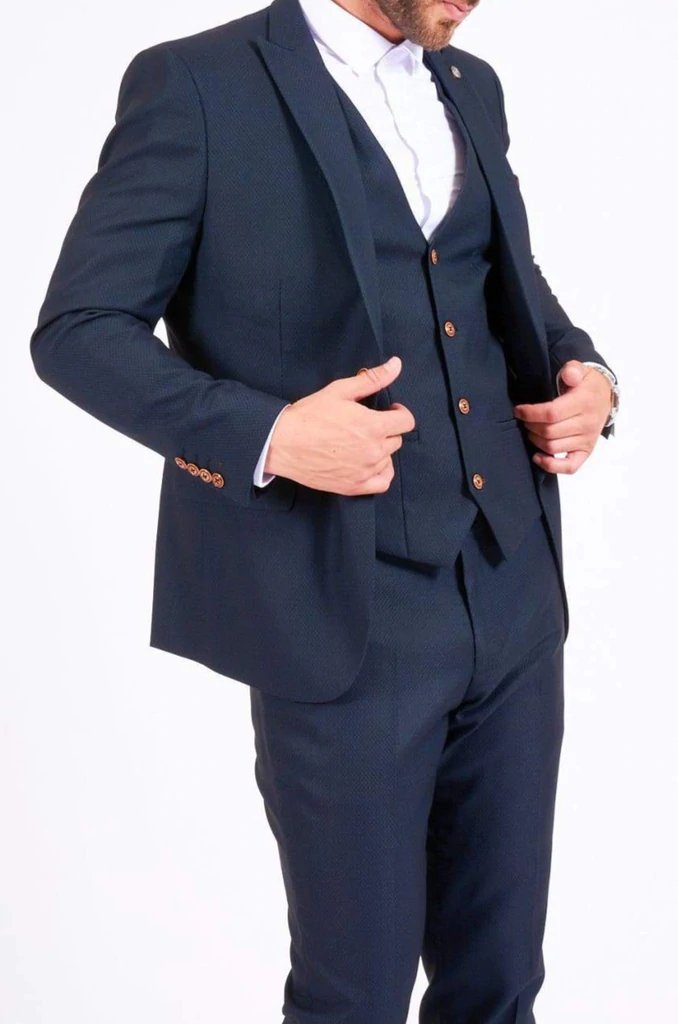 Marc Darcy Max navy three-piece suit