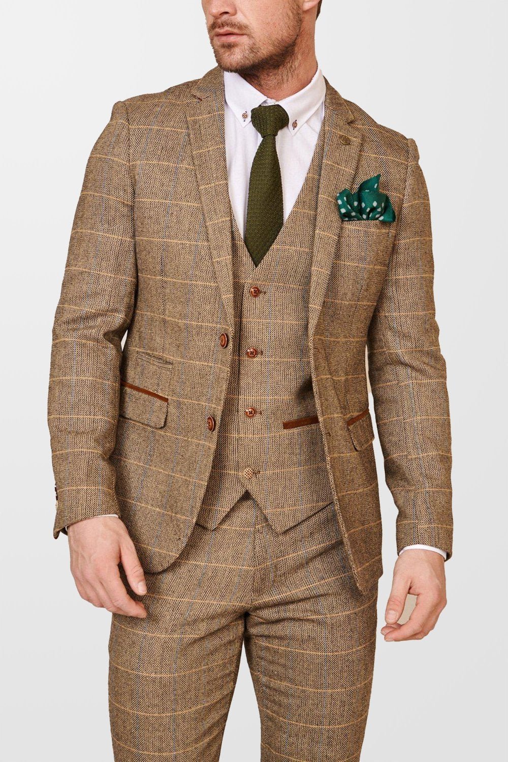 Marc Darcy Ted tan tweed check jacket