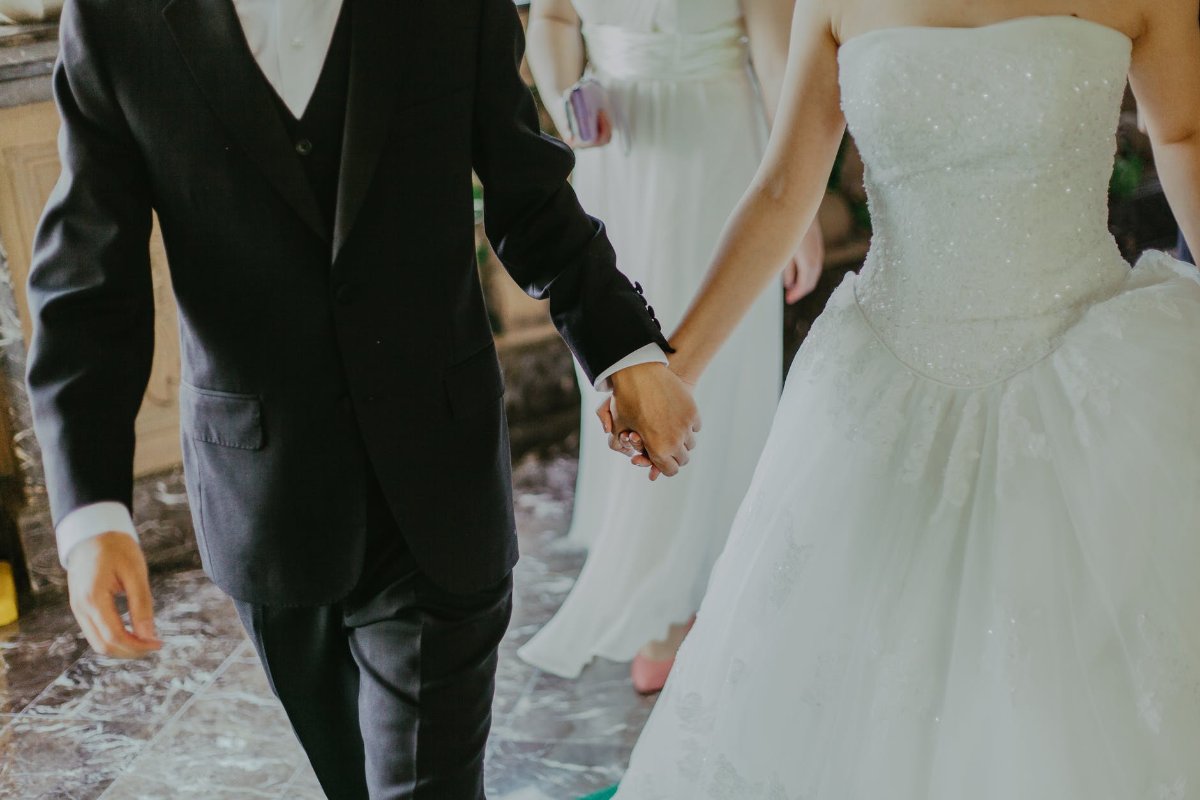 Bride and groom on their wedding day