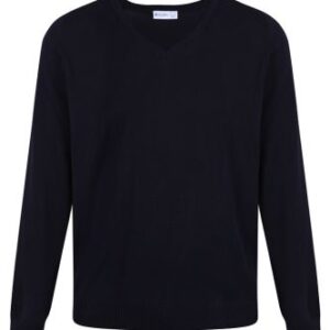 Plain Cotton Blend Navy Jumper