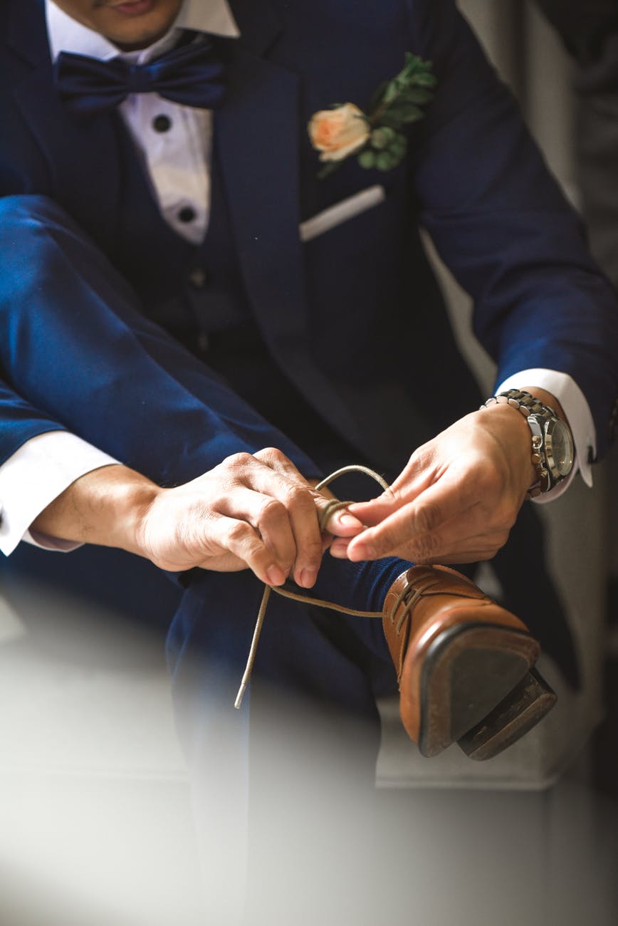 Groom in a tailored wedding suit